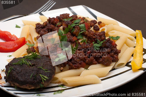 Image of pasta and cutlet