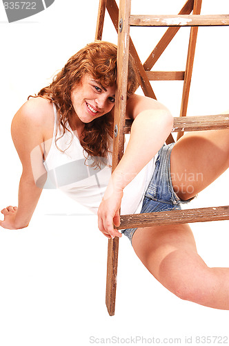 Image of Girl on stepladder.