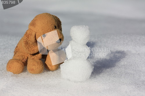 Image of Dog making a snowman