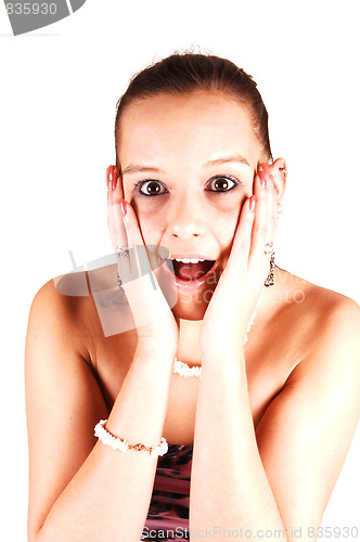 Image of Young surprised woman.