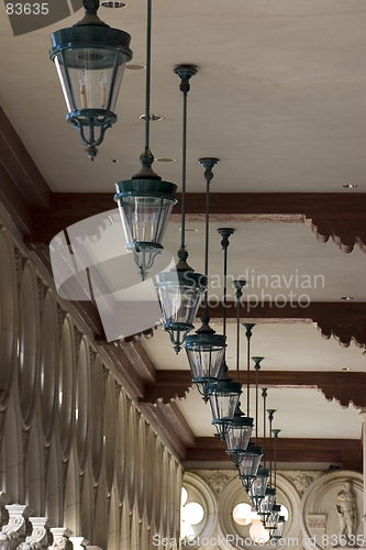 Image of Italian Style Ceiling Lamps in a Row in Venetian , Las Vegas