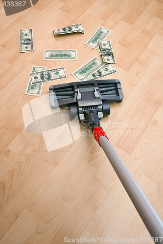 Image of Vacuum cleaner and money