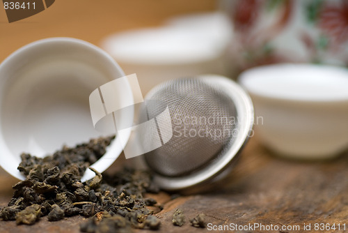 Image of green chinese tea set