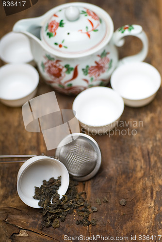 Image of green chinese tea set