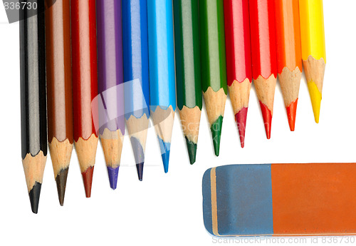 Image of Colored pencils and eraser