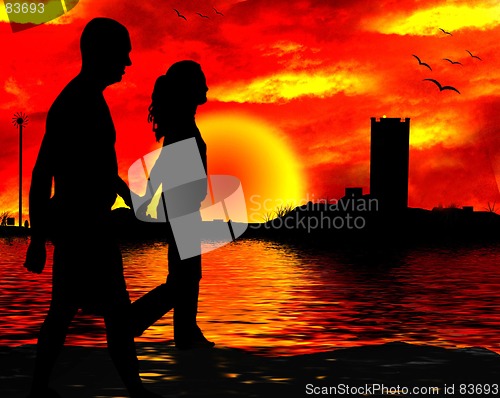 Image of lovers at sunset