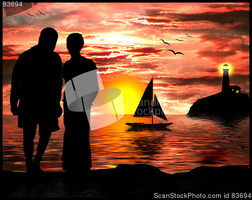 Image of couple watching sunset