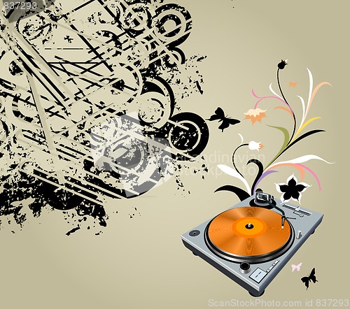Image of turntable and flowers
