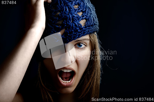 Image of Beautiful woman yelling