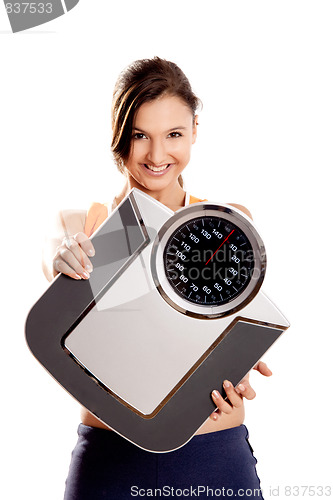 Image of Athletic girl with a scale