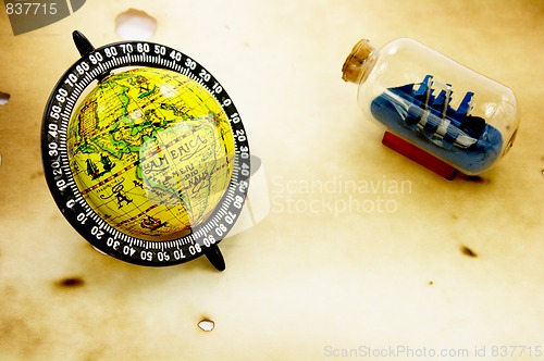 Image of Antique globe and bottle