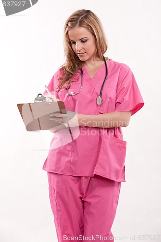 Image of Attractive caucasian nurse doctor 