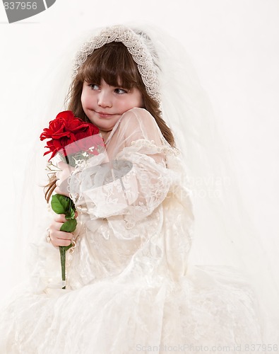 Image of Young cute caucasian toddler girl playing 