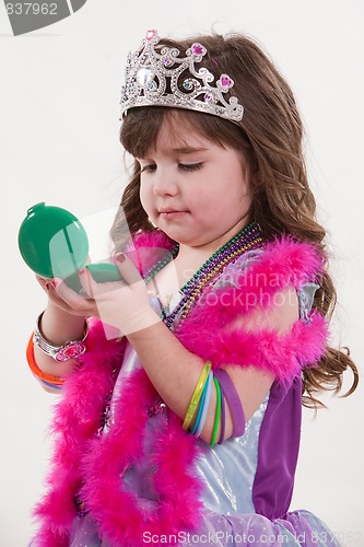 Image of Young cute caucasian toddler girl playing 