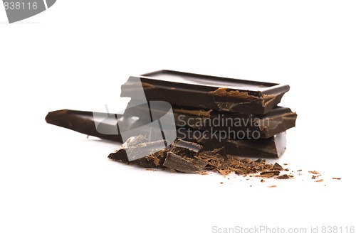 Image of Chopped chocolate isolated on the white background