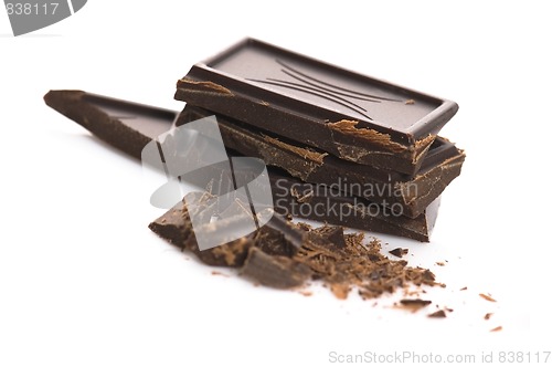 Image of Chopped chocolate isolated on the white background