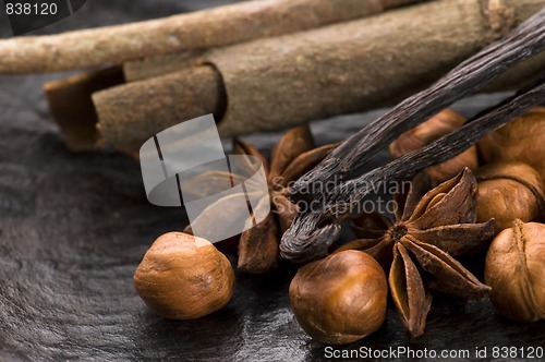 Image of aromatic spices with brown sugar and nuts