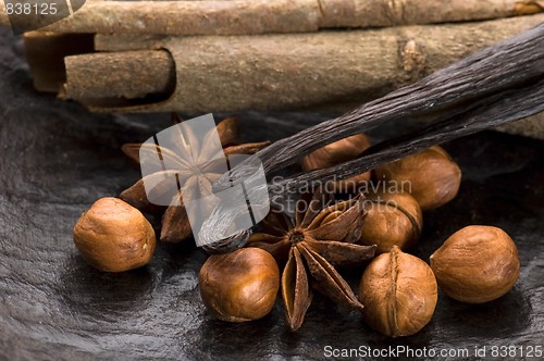 Image of aromatic spices with brown sugar and nuts