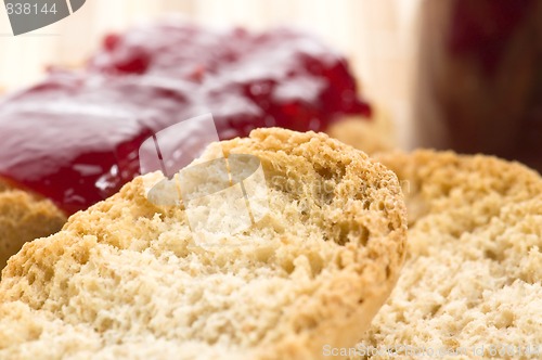 Image of Breakfast of cherry jam on toast
