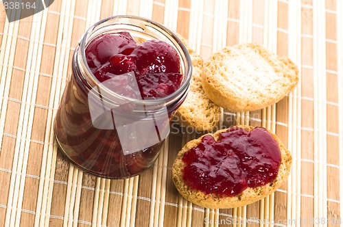 Image of Breakfast of cherry jam on toast