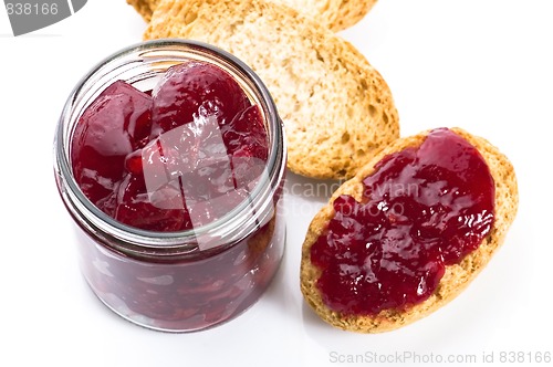 Image of Breakfast of cherry jam on toast