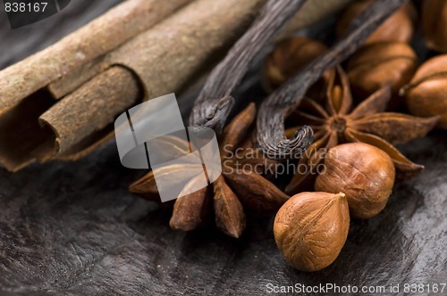 Image of aromatic spices with brown sugar and nuts