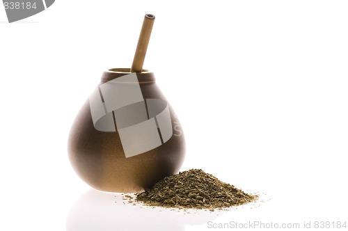 Image of argentinian calabash with yerba mate isolated on white backgroun