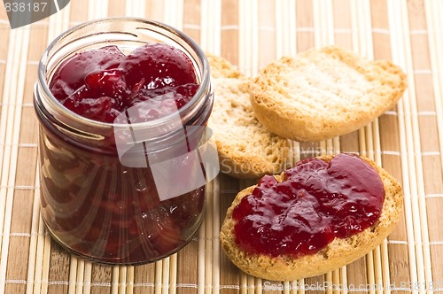 Image of Breakfast of cherry jam on toast