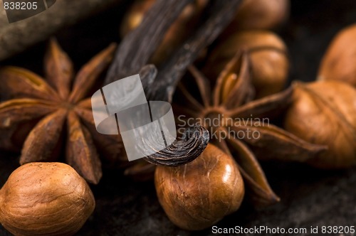 Image of aromatic spices with brown sugar and nuts