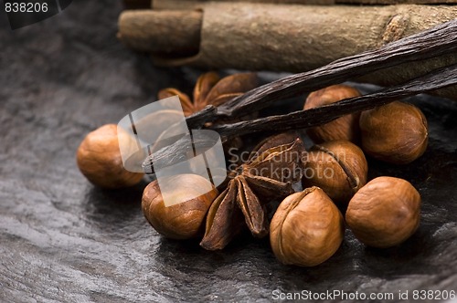 Image of aromatic spices with brown sugar and nuts