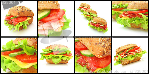 Image of Collage of many different fresh sandwichs