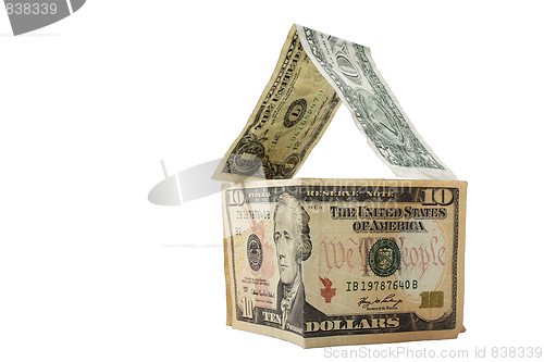 Image of Dollars forming  a house