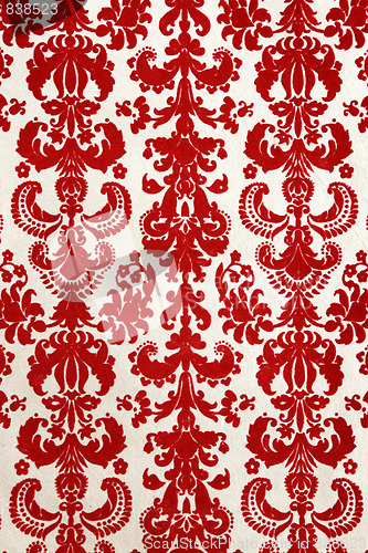 Image of red flock wallpaper pattern