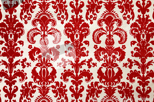 Image of red flock wallpaper pattern