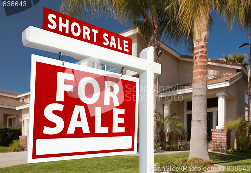 Image of Short Sale Real Estate Sign and House - Left