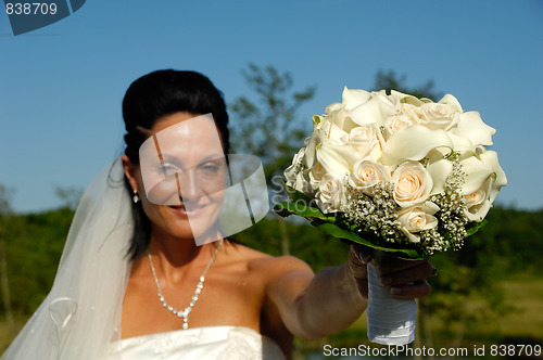 Image of Bride with flower bouquet