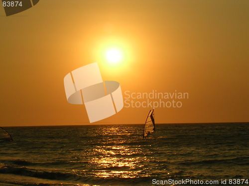 Image of Windsurfing Sunset