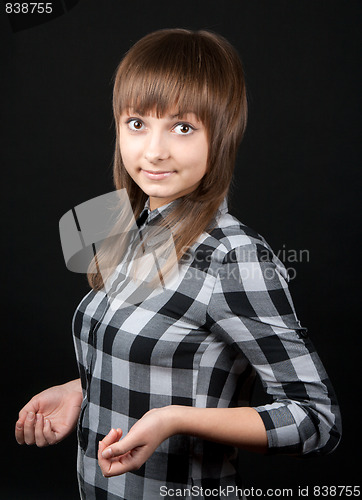 Image of Beautiful girl in plaid shirt