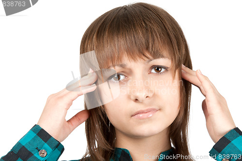 Image of Portrait of the girl beside which pain head