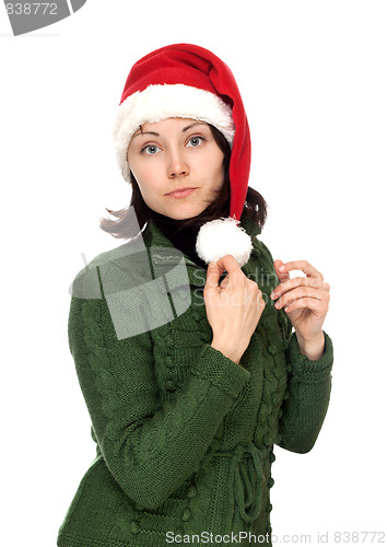Image of Girl in red cristmas hat