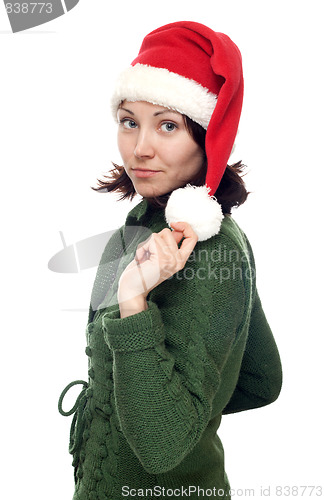 Image of Girl in red cristmas hat