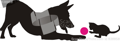 Image of Kitten and dog
