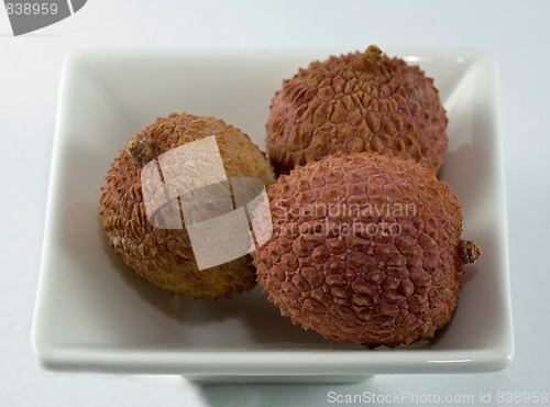 Image of litchis on a white plate