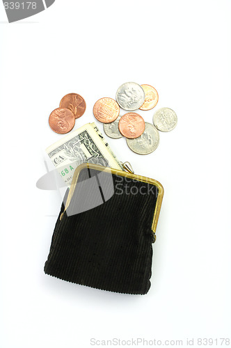 Image of Purse with one dollar and coins