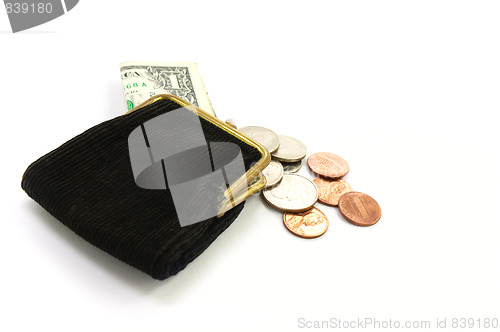 Image of Purse with one dollar and coins