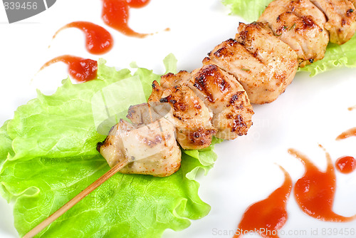 Image of Grilled chicken meat closeup