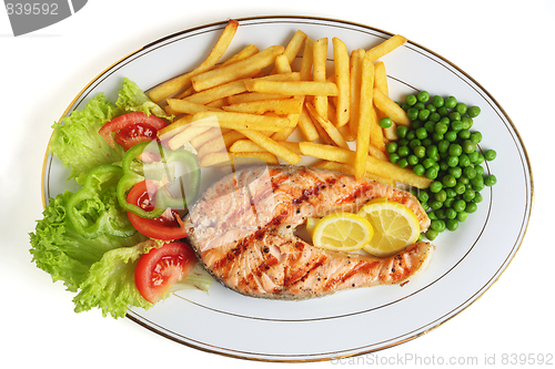 Image of Grilled salmon steak meal