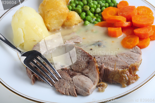 Image of Lamb dinner plate with fork