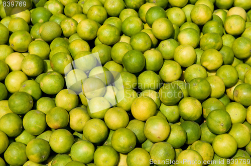 Image of Freshly grown lemon produce at a local fruit market