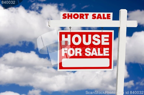 Image of Short Sale Real Estate Sign on Clouds